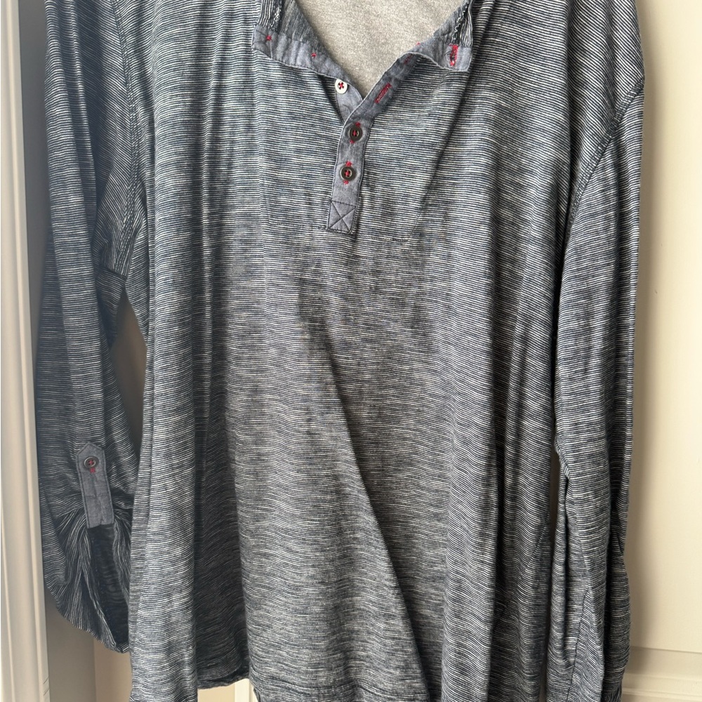 INC International Concepts Striped Gray Henley Shirt